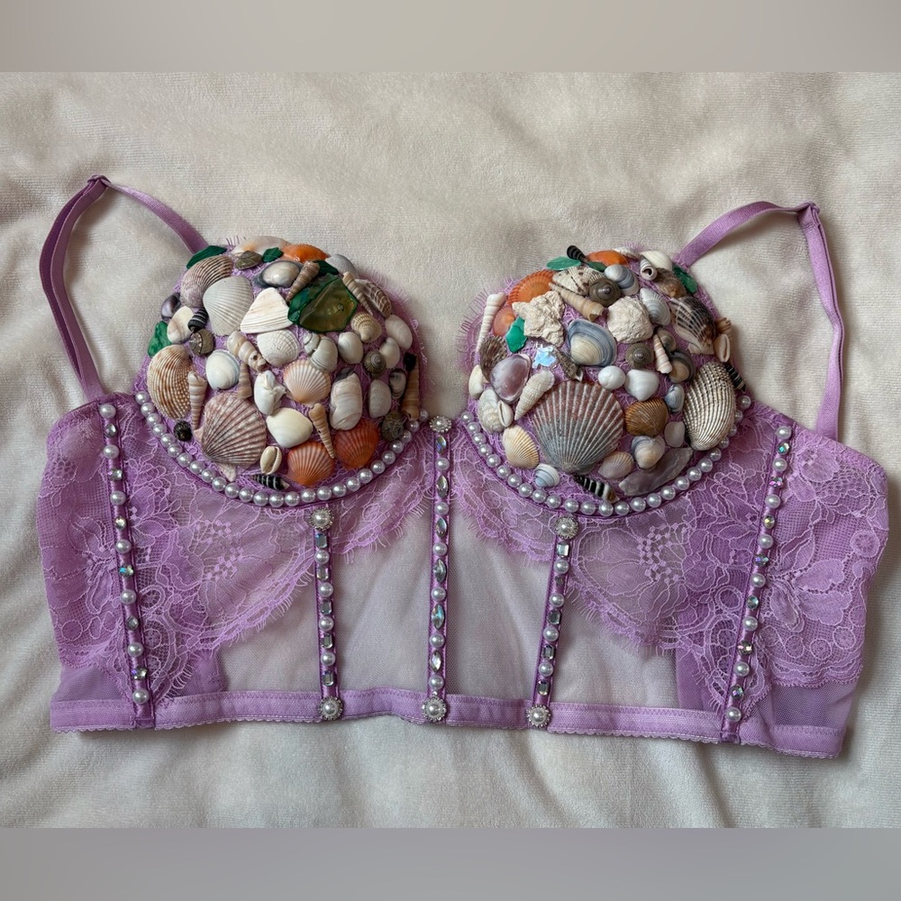 Victoria's Secret Lavender Seashell Embellished Bralette with Mermaid Tail